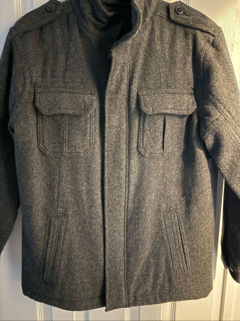 GapKids Gray Wool Blend Military-Style Jacket